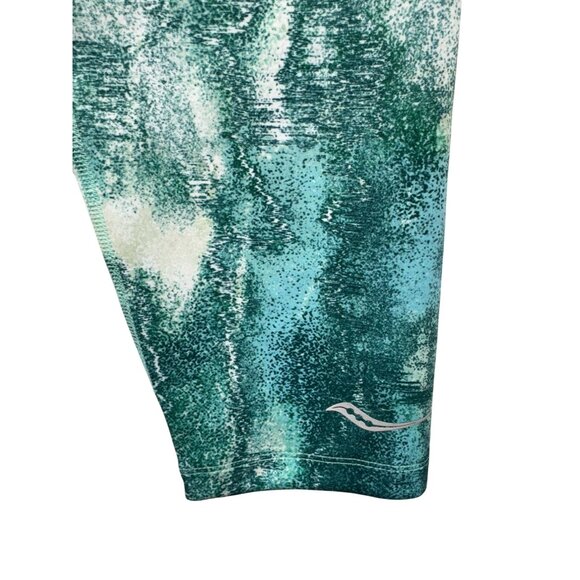 Saucony Womens Scout Series Leggings M Green Watercolor Pattern - Picture 6 of 12